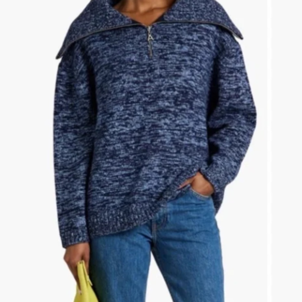 Alexa Chung Moon Wool Cashmere Half Zip Sweater